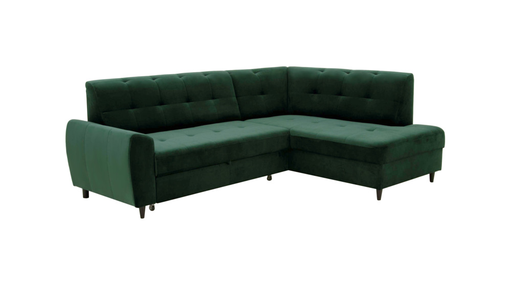 Narożnik z funkcją spania Padrela L-kształtny z pojemnikiem zielony prawostronny - zdjęcie 1