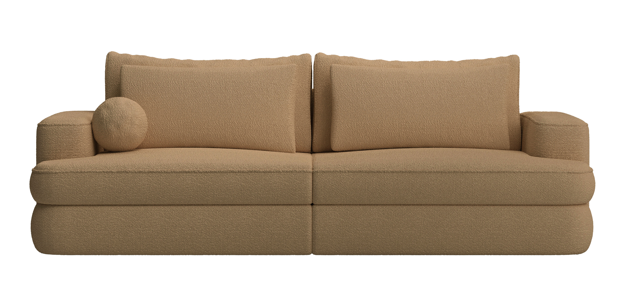 Kanapa rozkładana trzyosobowa Melio z pojemnikiem ciemnobeżowa boucle - zdjęcie 1