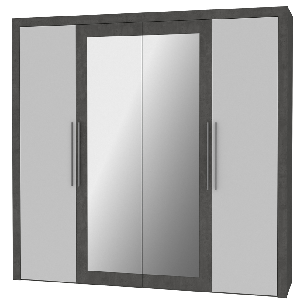 Szafa czterodrzwiowa z lustrem Julietta beton - zdjęcie 1