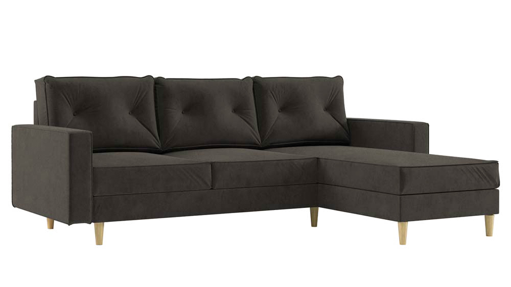 Narożnik z funkcją spania Alidia L-kształtny z pojemnikiem ciemnoszary prawostronny - zdjęcie 1