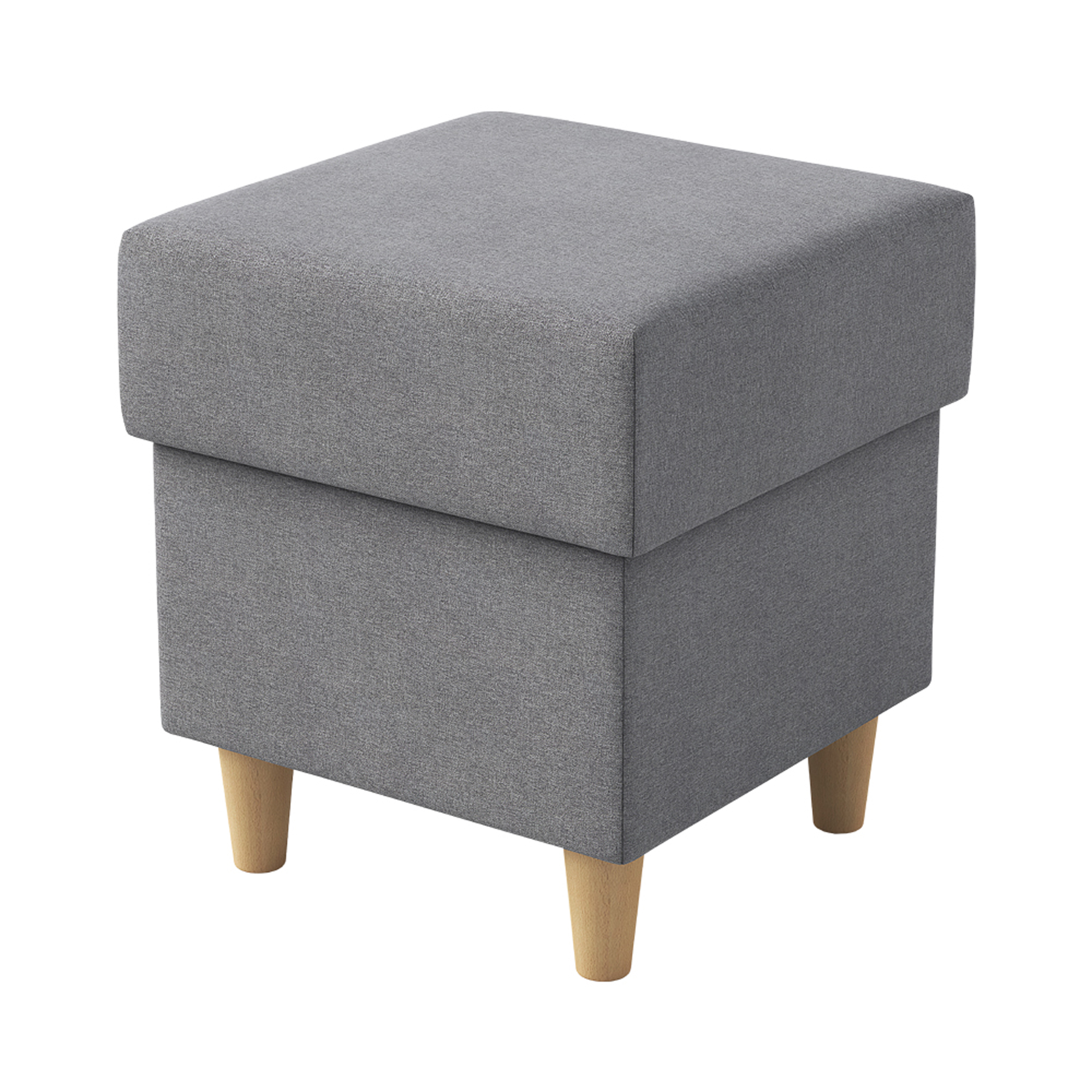 Pufa na drewnianych nóżkach Rewaills szara plecionka - zdjęcie 1