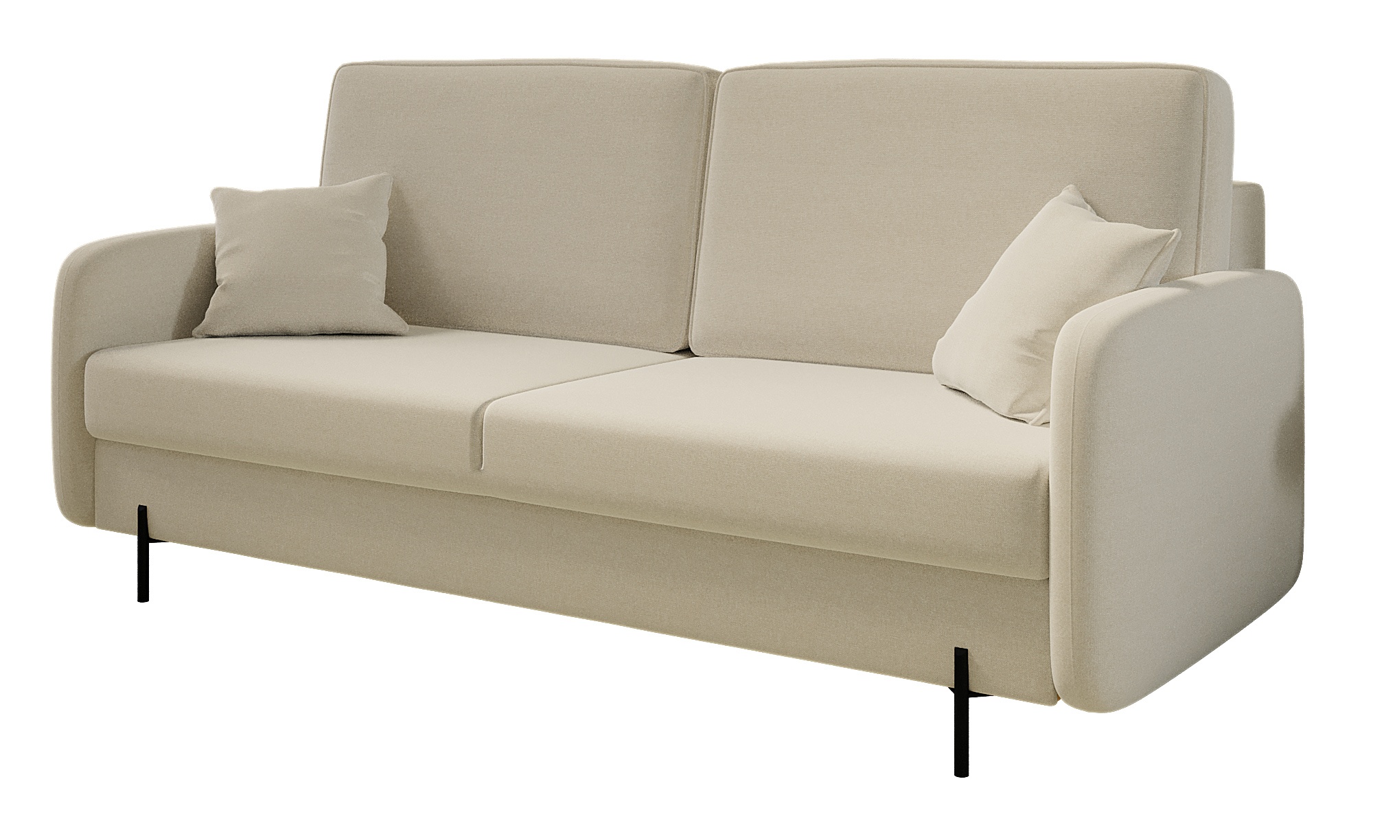 Kanapa rozkładana trzyosobowa Solferina z pojemnikiem beżowa w tkaninie łatwoczyszczącej - zdjęcie 1