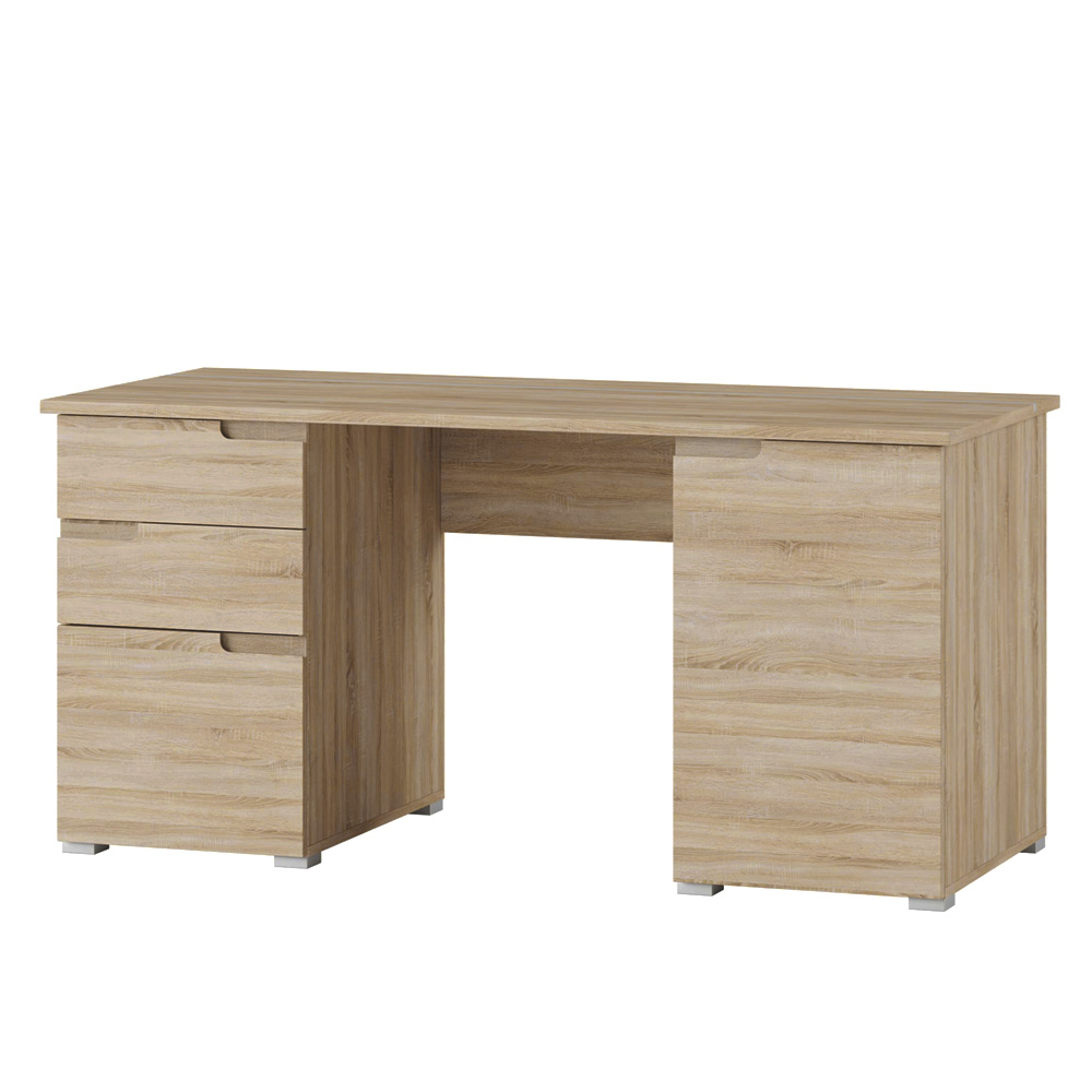 Biurko Magoner dwudrzwiowe z dwiema szufladami dąb sonoma - zdjęcie 1