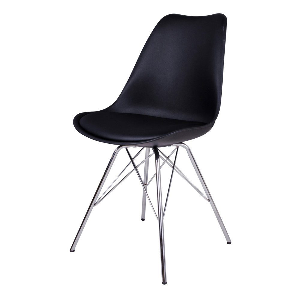 Krzesło Avihu czarne nóżki chrom - zdjęcie 1