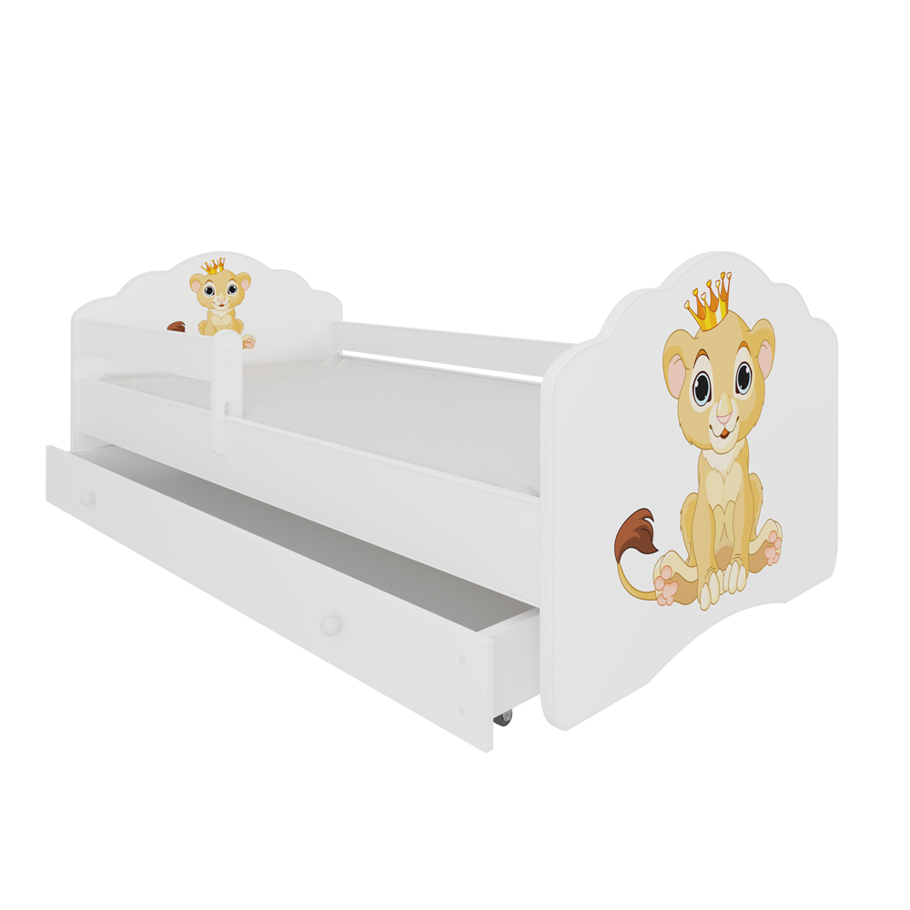 Łóżko dziecięce Sissa 140x70 cm Lew z barierką i szufladą - zdjęcie 1