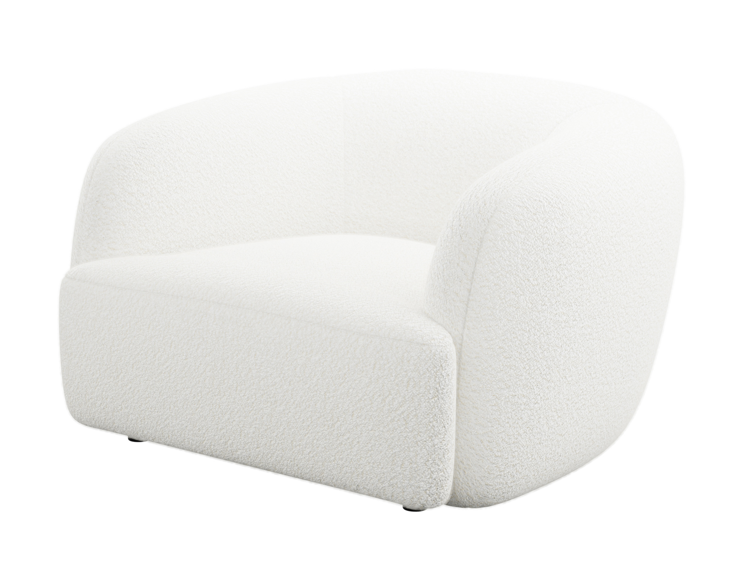 Fotel kubełkowy Sabanitas biały w tkaninie boucle - zdjęcie 1