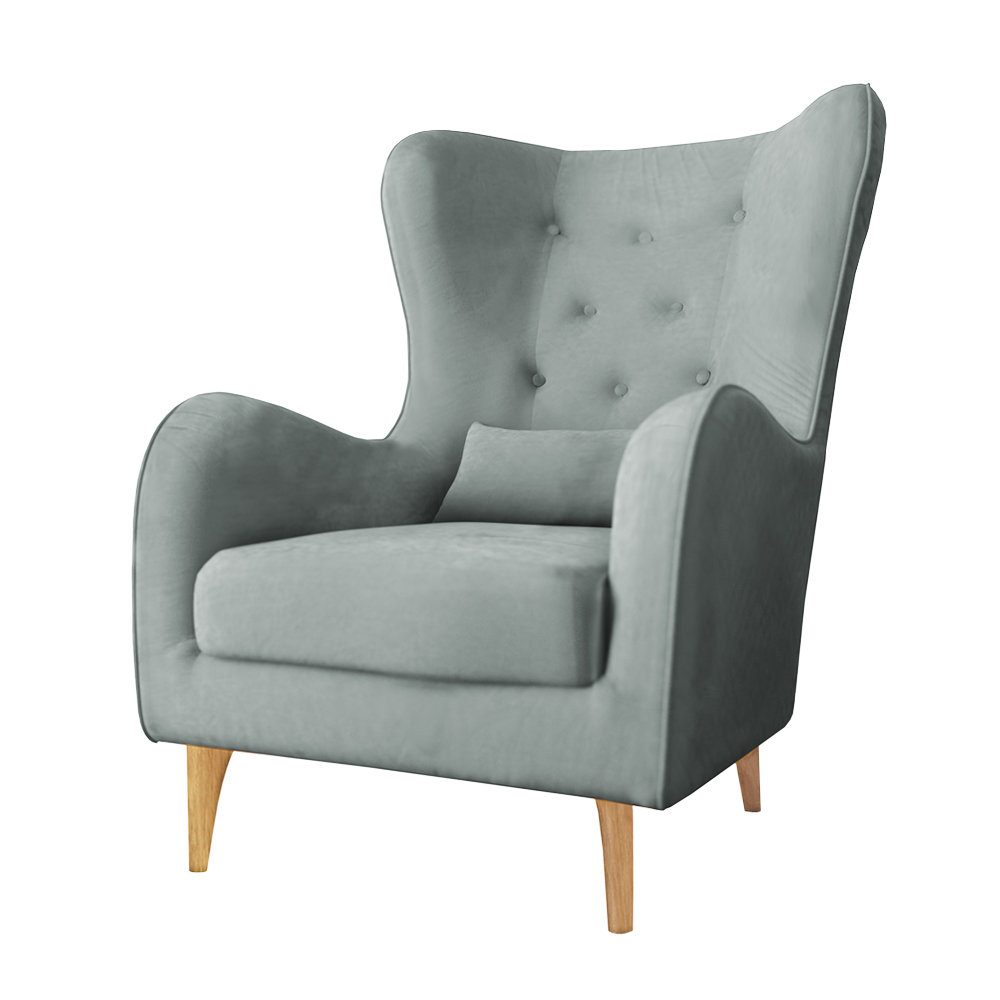 Fotel uszak Calmino Duży szary velvet - zdjęcie 1