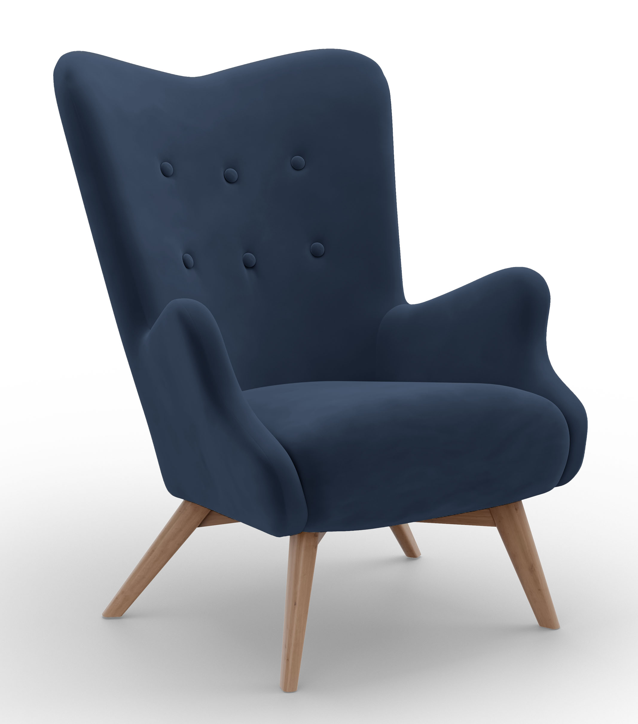 Fotel wypoczynkowy uszak Owlly niebieski welur - zdjęcie 1