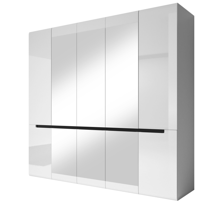 Szafa Kanopus pięciodrzwiowa biała z lustrem - zdjęcie 1