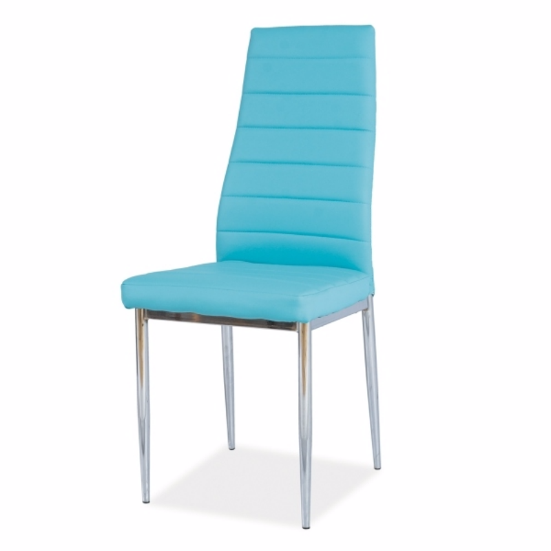 Krzesło tapicerowane Lastad niebieskie na błyszczącej podstawie