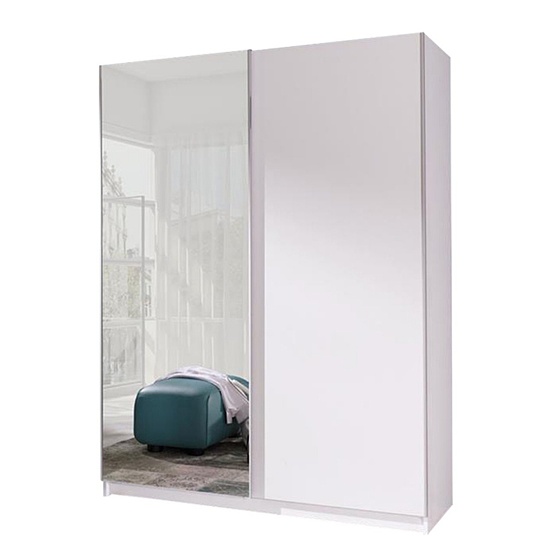 Szafa przesuwna Zaube z lustrem z boku 150 cm Biała - zdjęcie 1