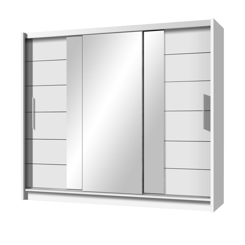 Szafa trzydrzwiowa Urania z lustrem 250 cm Biały mat  - zdjęcie 1