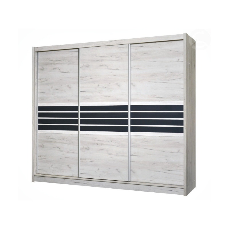 Szafa trzydrzwiowa Strimler 250 cm Kraft biały / Grafitowe szkło - zdjęcie 1