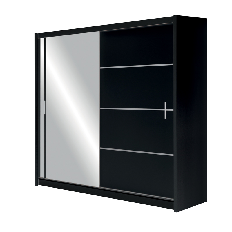 Szafa Tilava przesuwna z lustrem 203 cm Czarny mat  - zdjęcie 2