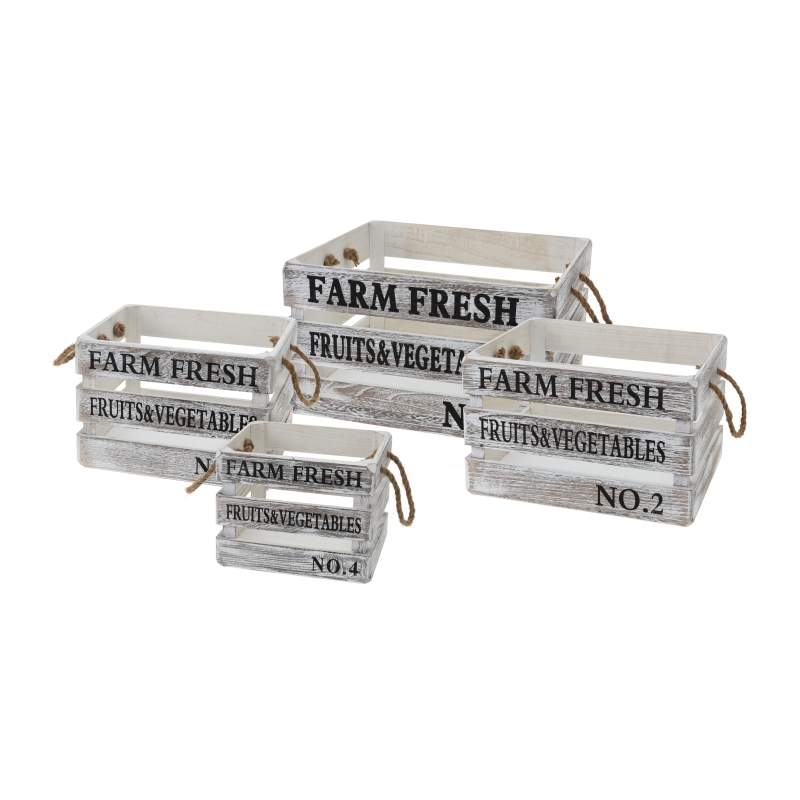 Komplet drewnianych skrzynek Farm Fresh szary - zdjęcie 1