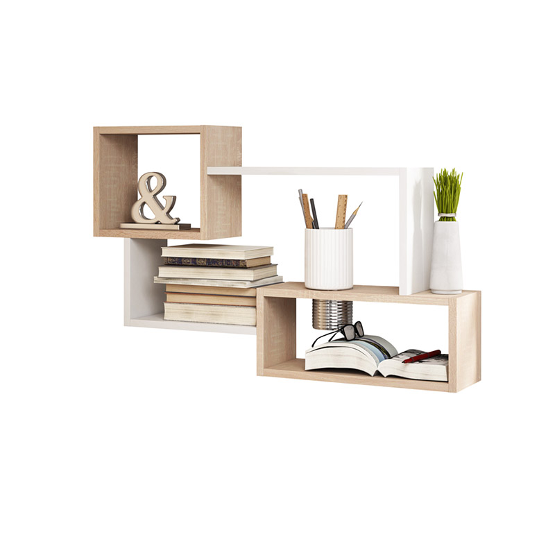 Półka ścienna Kassi duża Dąb sonoma jasny / Biały mat  - zdjęcie 1