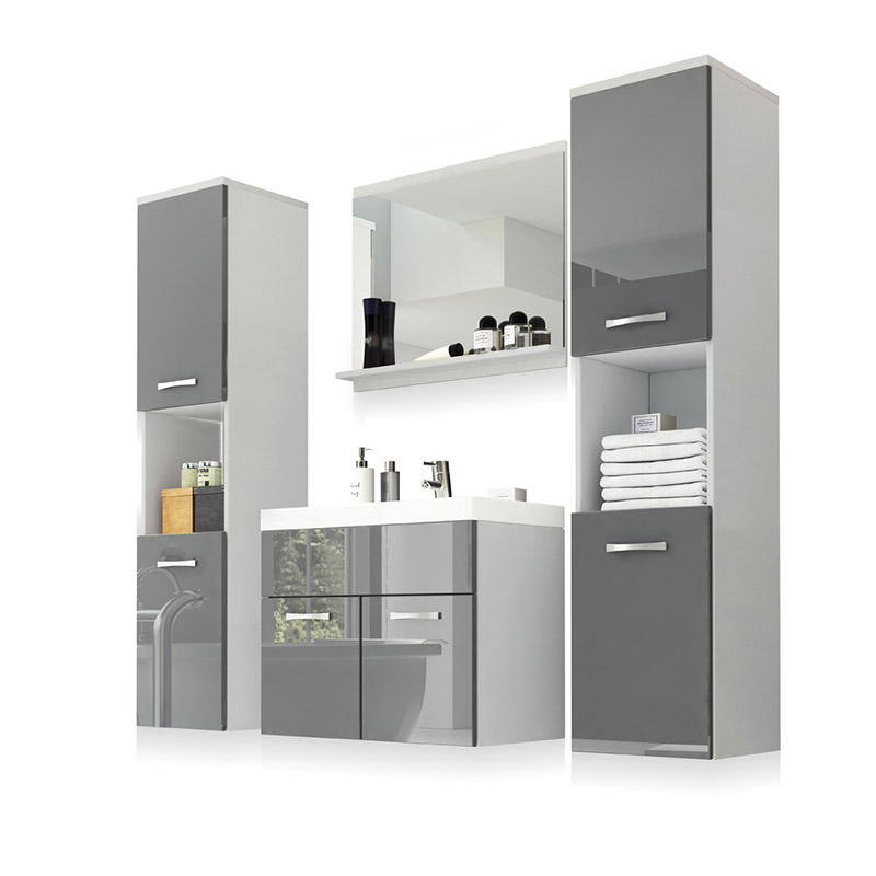 Zestaw mebli łazienkowych Sillali duży Biały mat / Szary połysk  - zdjęcie 1