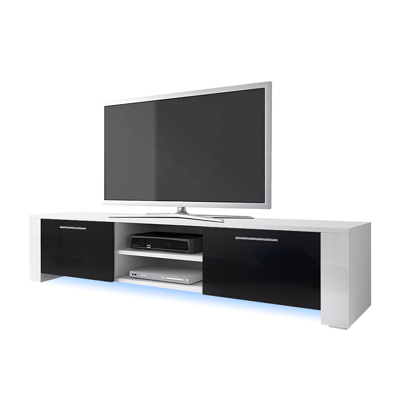 Szafka RTV Goallen Biały mat / Czarny połysk - zdjęcie 1