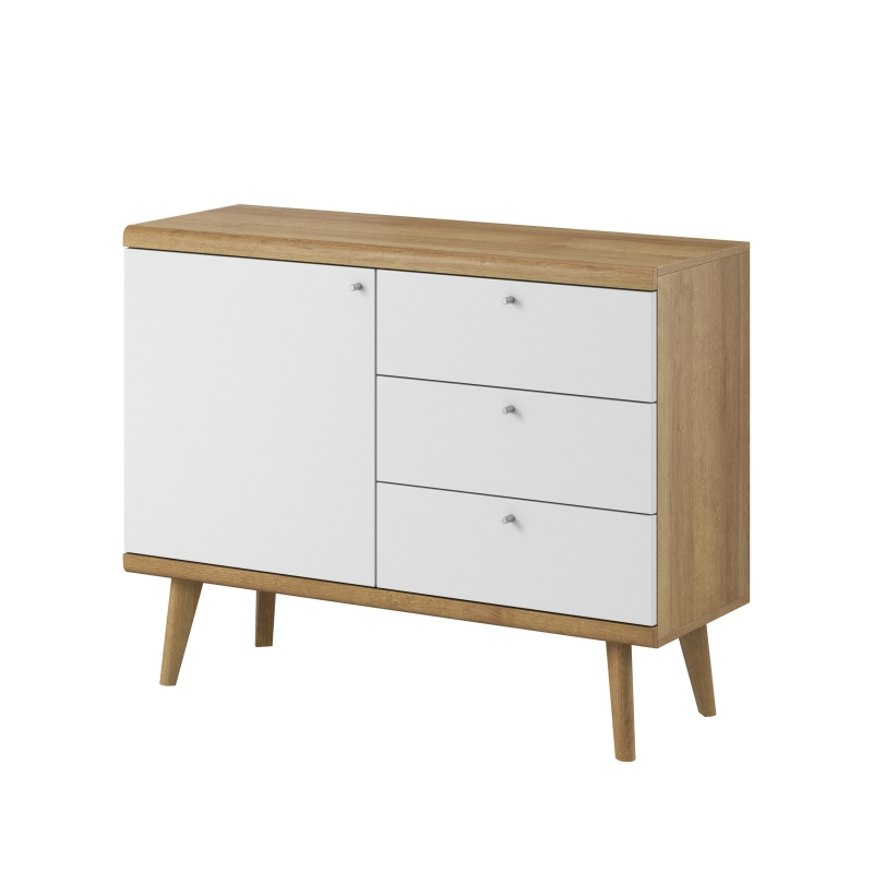 Komoda Scandi jednodrzwiowa z trzema szufladami