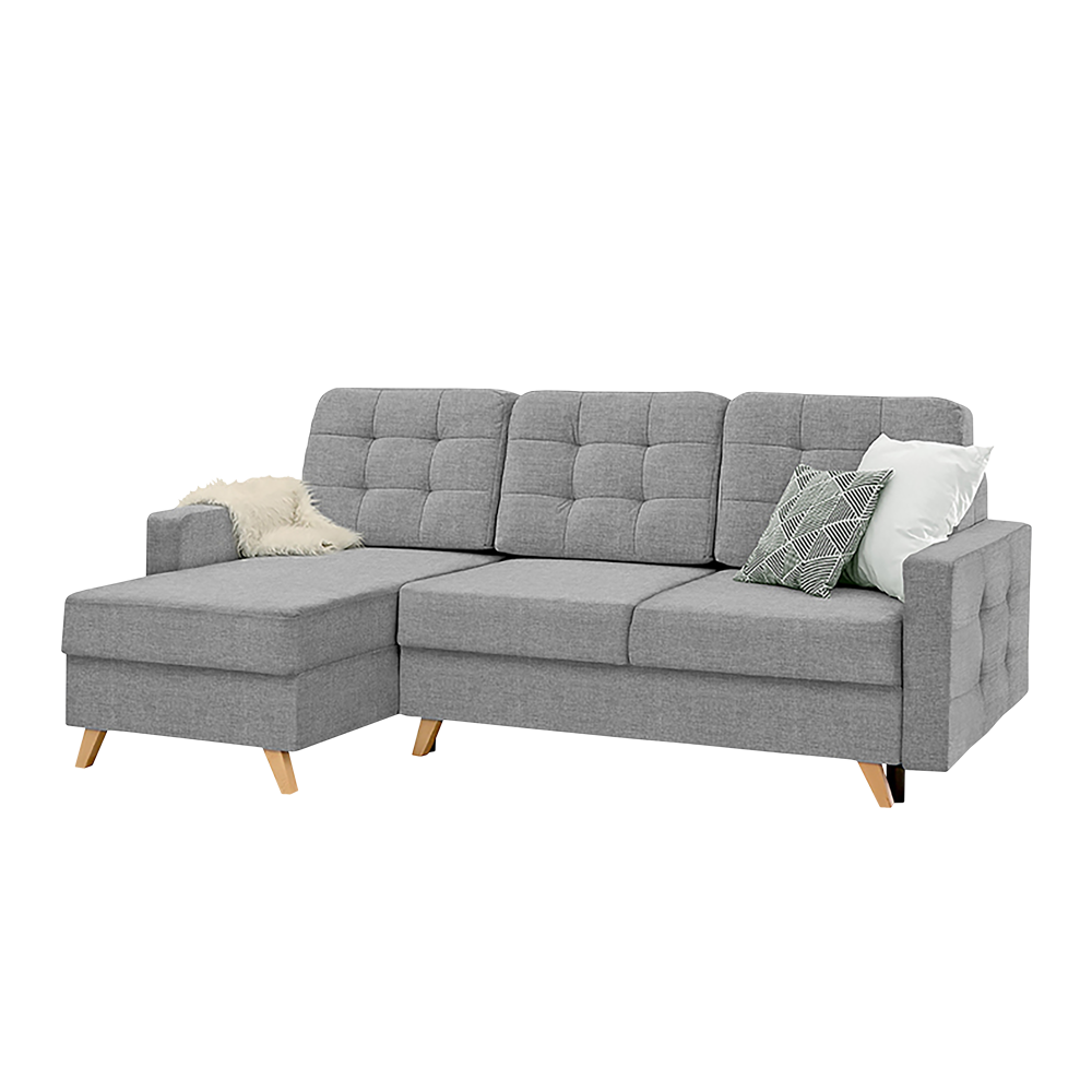 Narożnik z funkcją spania Velvet szary - zdjęcie 1