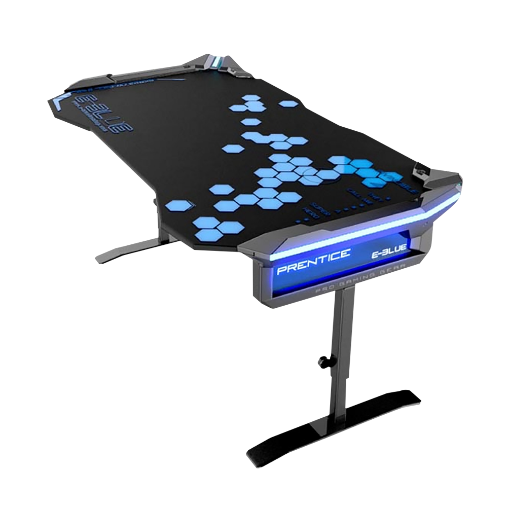 Biurko gamingowe E-Blue Hex 135x79 cm czarne z podświetlaniem i ergonomicznym blatem - zdjęcie 1