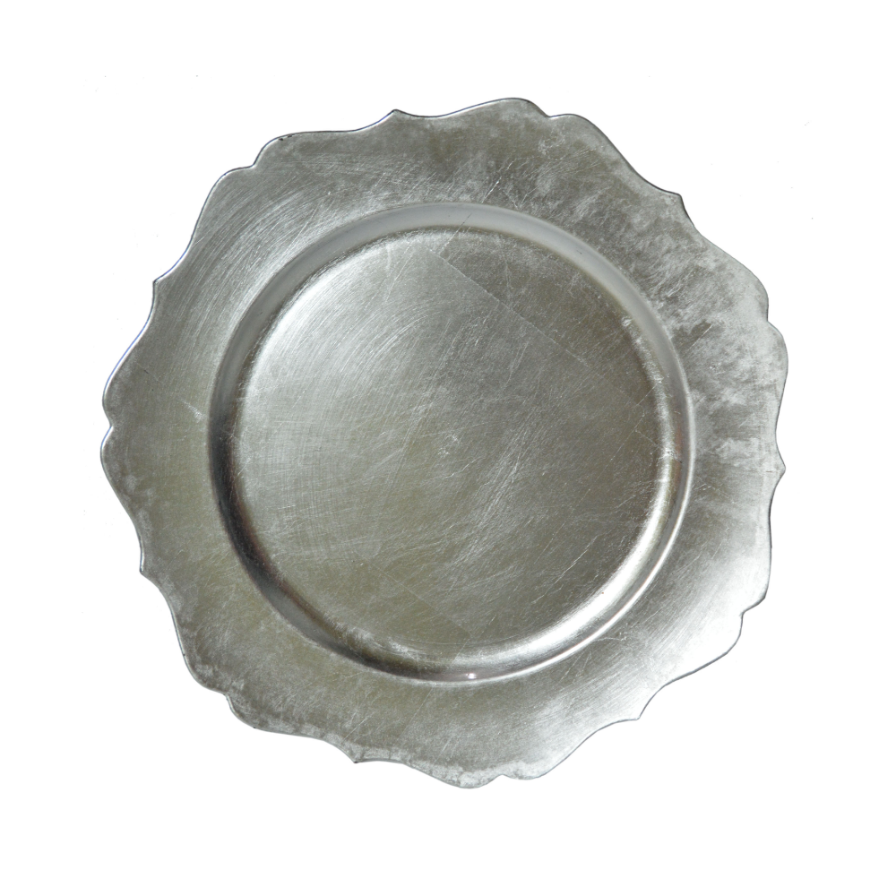 Podtalerz srebrny z pofalowanym brzegiem 33 cm - zdjęcie 1