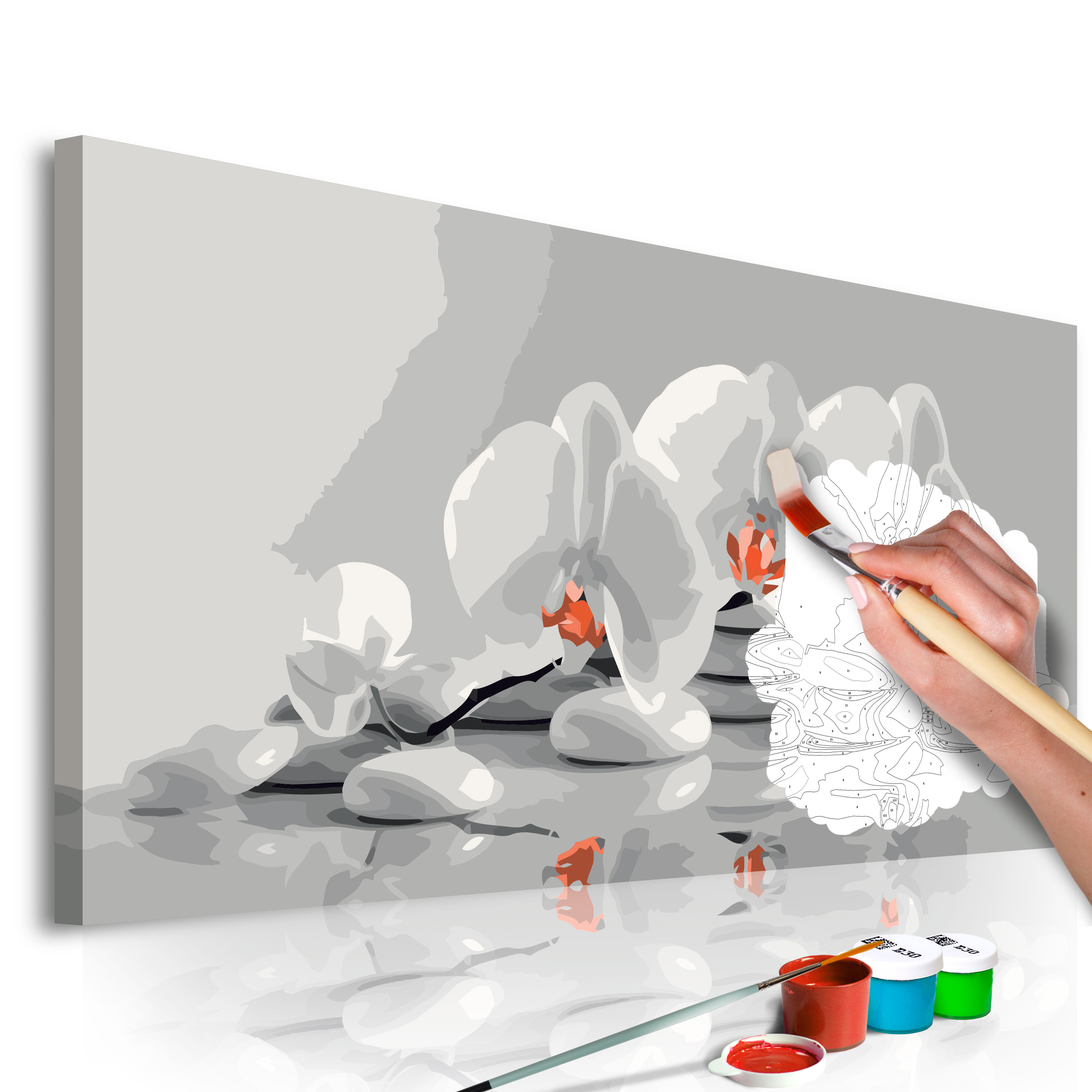 Obraz do samodzielnego malowania Orquidiana (biel i szarość) - zdjęcie 1