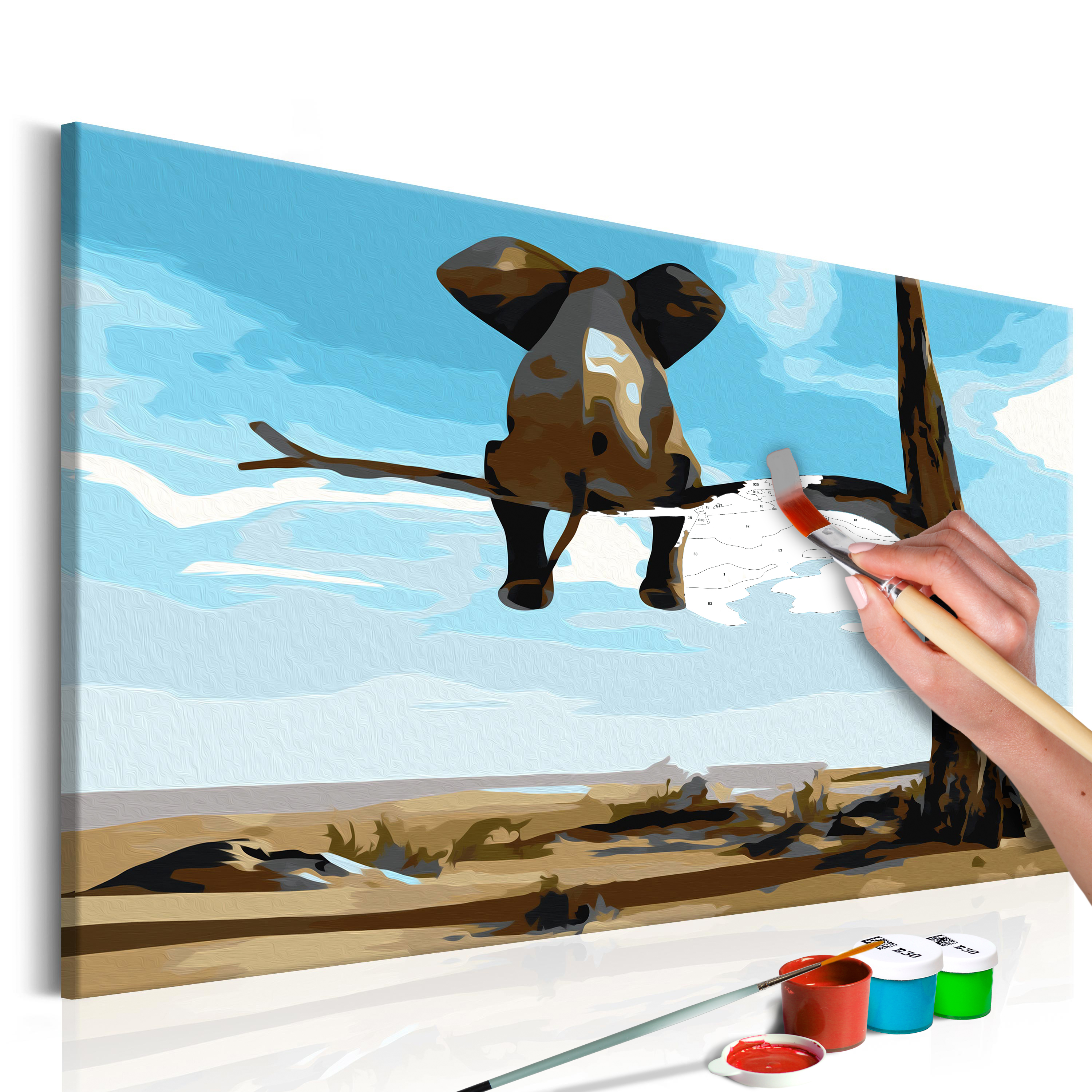 Obraz do samodzielnego malowania Słoń na drzewie - zdjęcie 1