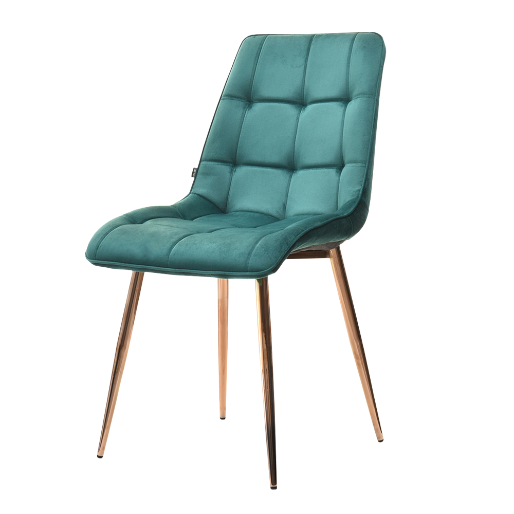 Krzesło Briare zielono - miedziane tapicerowane