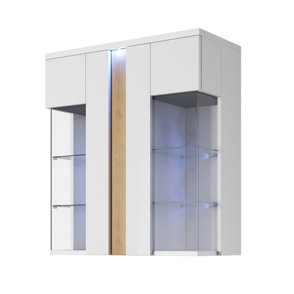 Witryna wisząca Mudien z drewnianą wstawką podwójna - zdjęcie 1