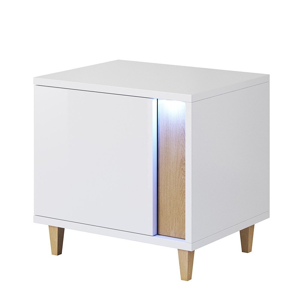 Szafka nocna Mudien z drewnianą wstawką lewostronna - zdjęcie 1