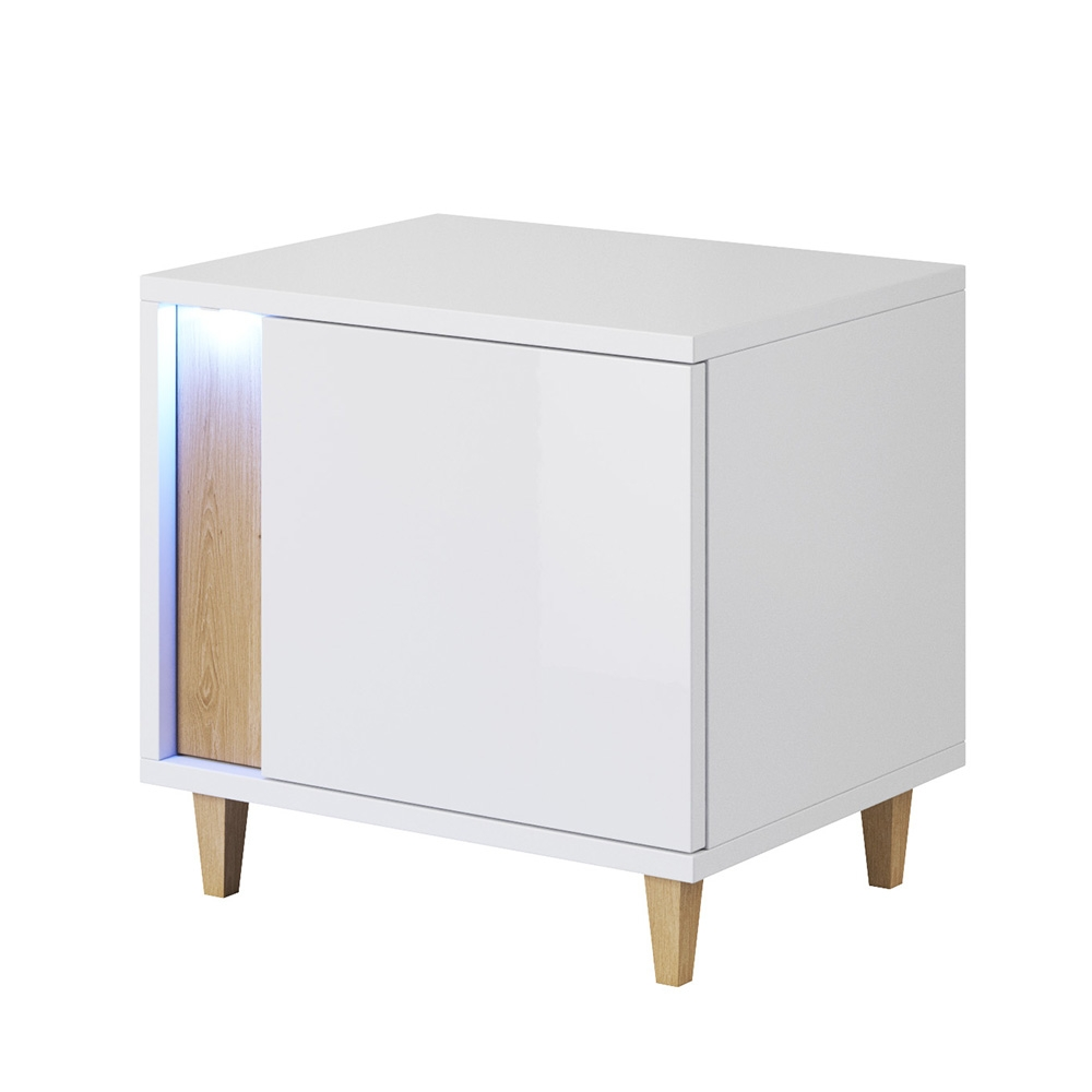 Szafka nocna Mudien z drewnianą wstawką prawostronna - zdjęcie 1