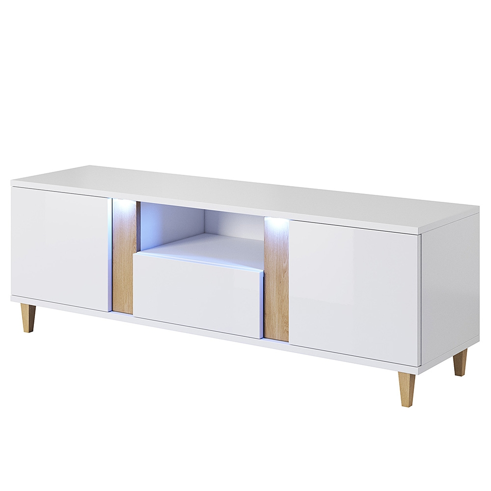 Szafka RTV Mudien z drewnianą wstawką - zdjęcie 1