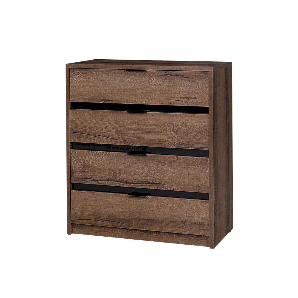 Komoda Rikno z czterema szufladami Dąb monastery / Czarny połysk  - zdjęcie 1