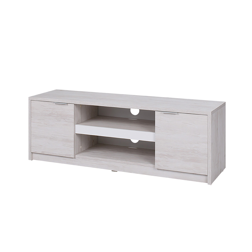 Szafka RTV Rikno dwudrzwiowa Dąb biały / Biały połysk