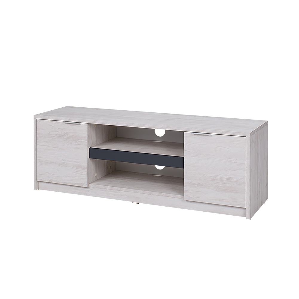 Szafka RTV Rikno dwudrzwiowa Dąb biały / Grafit połysk