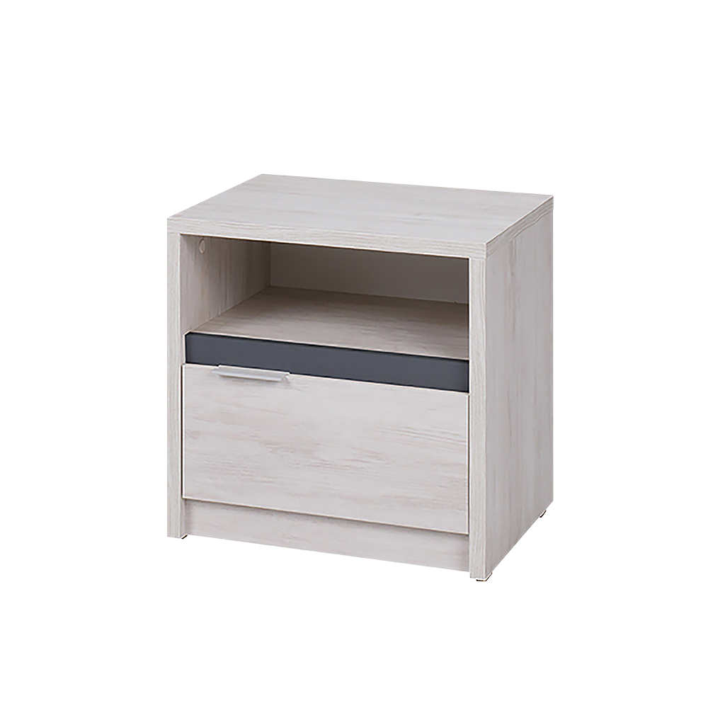 Szafka nocna Rikno z szufladą Dąb biały / Grafit połysk - zdjęcie 1