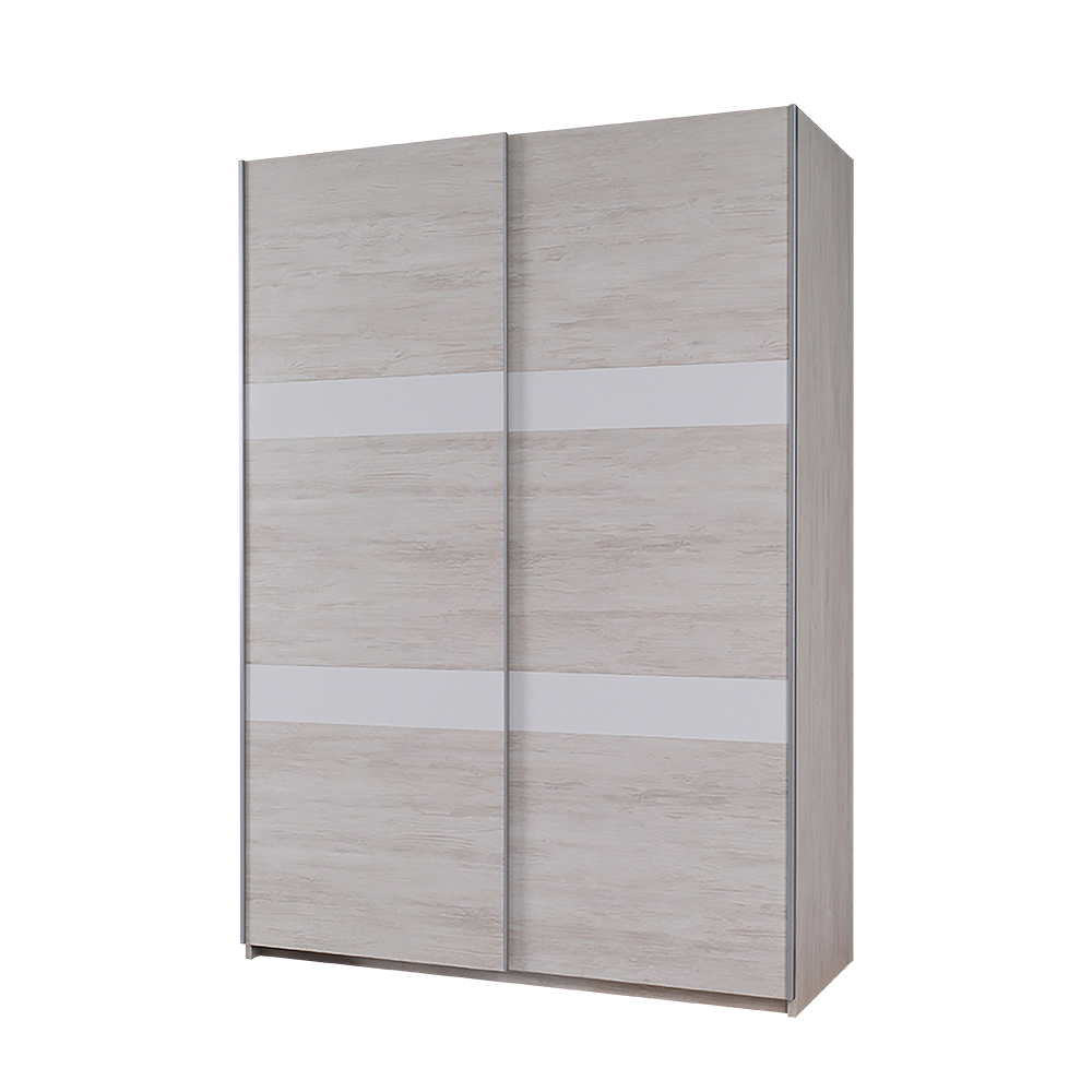 Szafa przesuwna Rikno 150 cm Dąb biały / Biały połysk  - zdjęcie 1