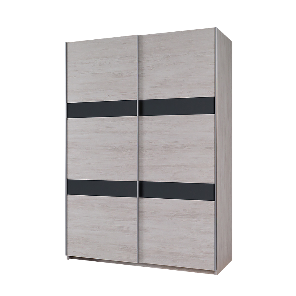 Szafa przesuwna Rikno 150 cm Dąb bialy / Grafit połysk  - zdjęcie 1