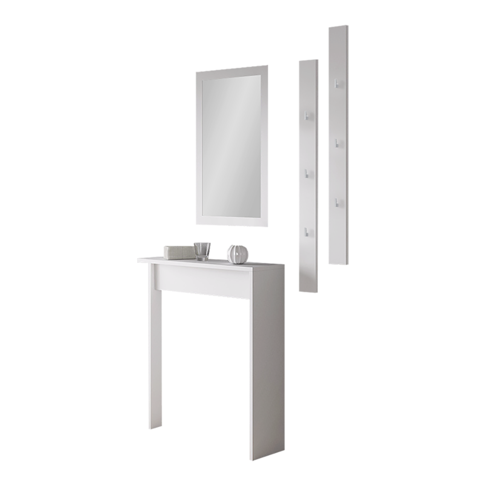 Zestaw do przedpokoju Sarid z lustrem, wieszakami oraz konsolą Biały - zdjęcie 1