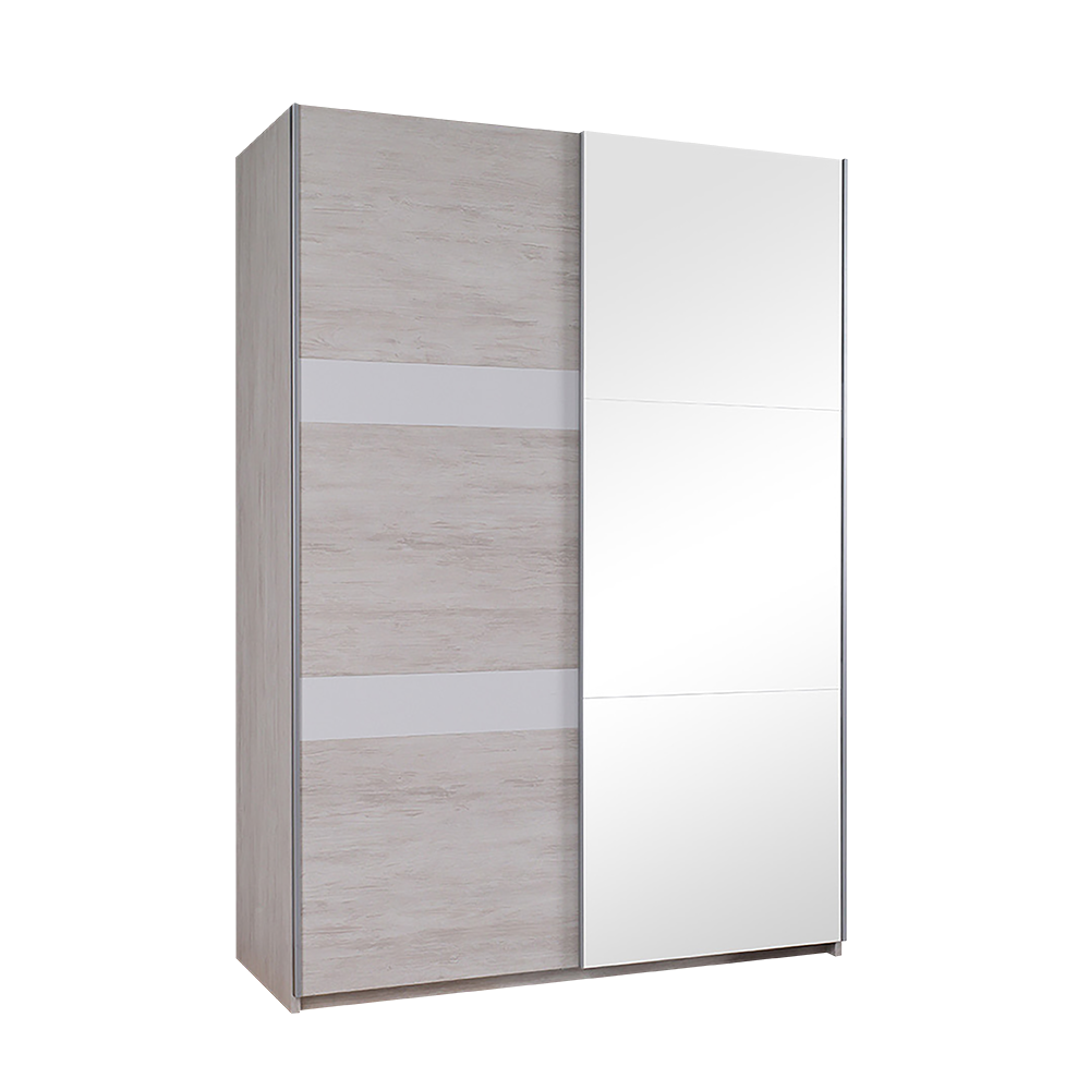 Szafa Rikno 150 cm z lustrem Dąb biały / Biały połysk  - zdjęcie 1