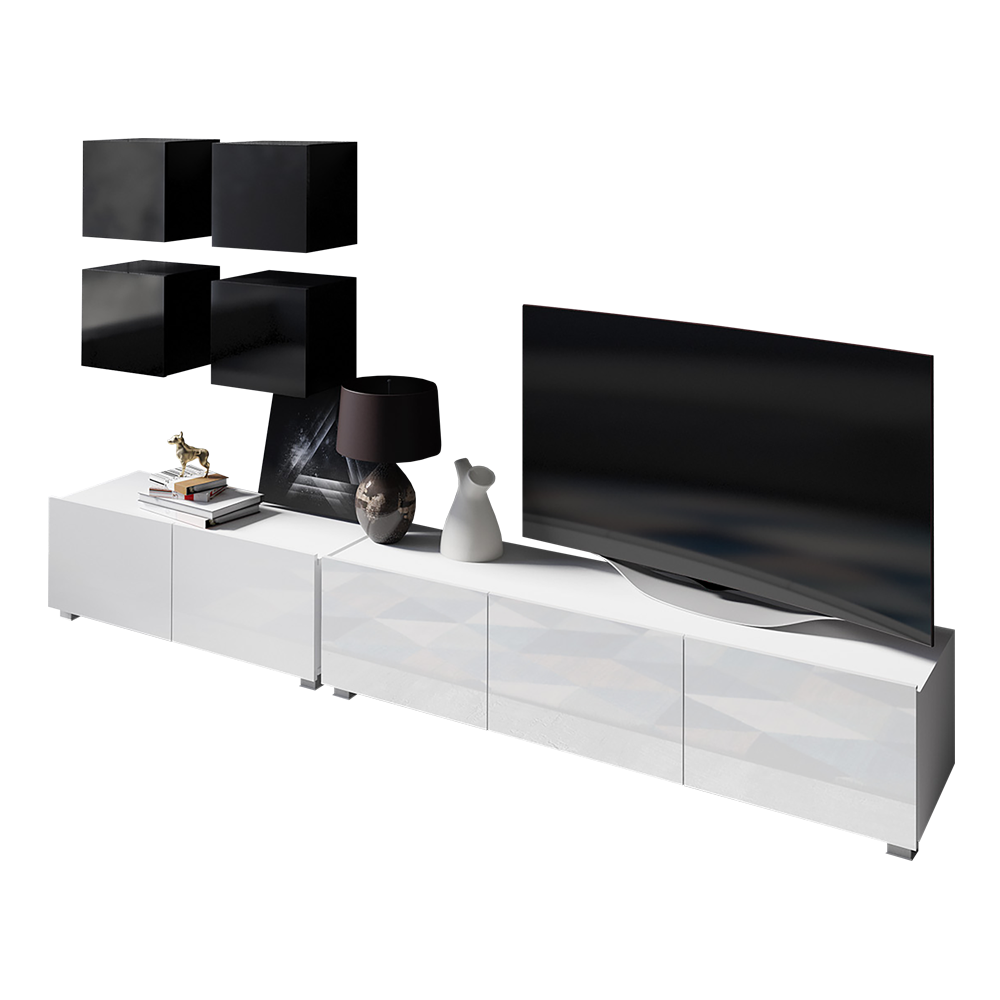 Meblościanka Kirdon z kubikami Biały / Czarny  - zdjęcie 1