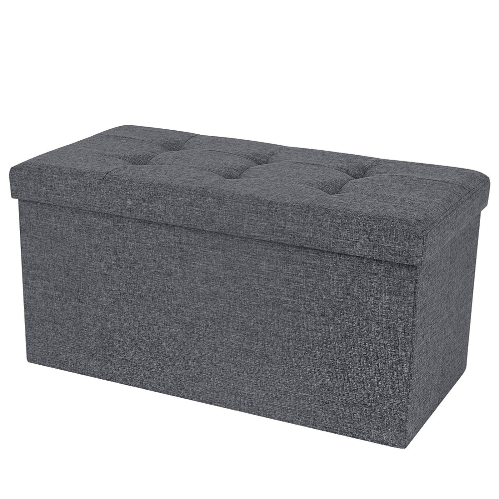 Kufer Louta 76x38 cm grafitowy tapicerowany z pikowanym siedziskiem - zdjęcie 1