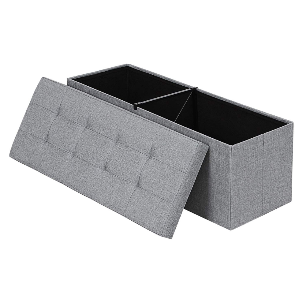 Kufer Louta 110x38 cm szary tapicerowany z pikowanym siedziskiem - zdjęcie 1