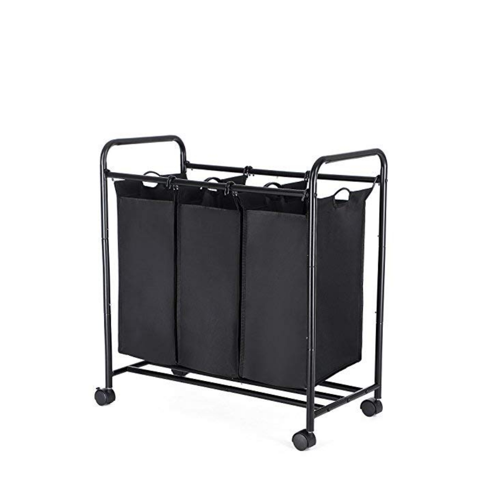 Kosz na pranie Baratins czarny trzy przegrody - zdjęcie 1