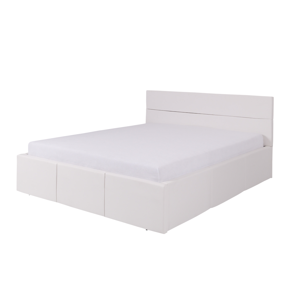 Łóżko tapicerowane Kirdon z pojemnikiem na pościel 160/200 Biały - zdjęcie 1