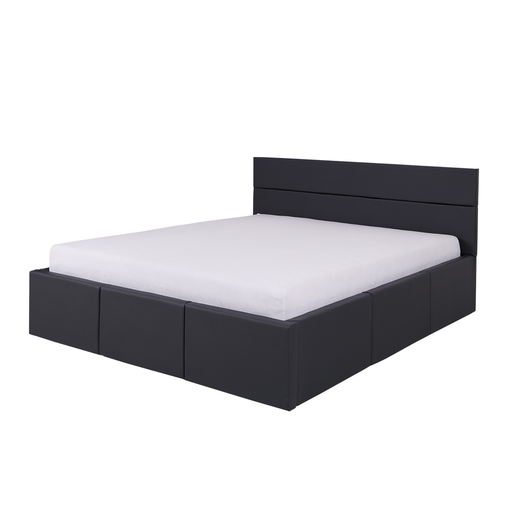 Łóżko tapicerowane Kirdon z pojemnikiem na pościel 160/200 Czarny 
