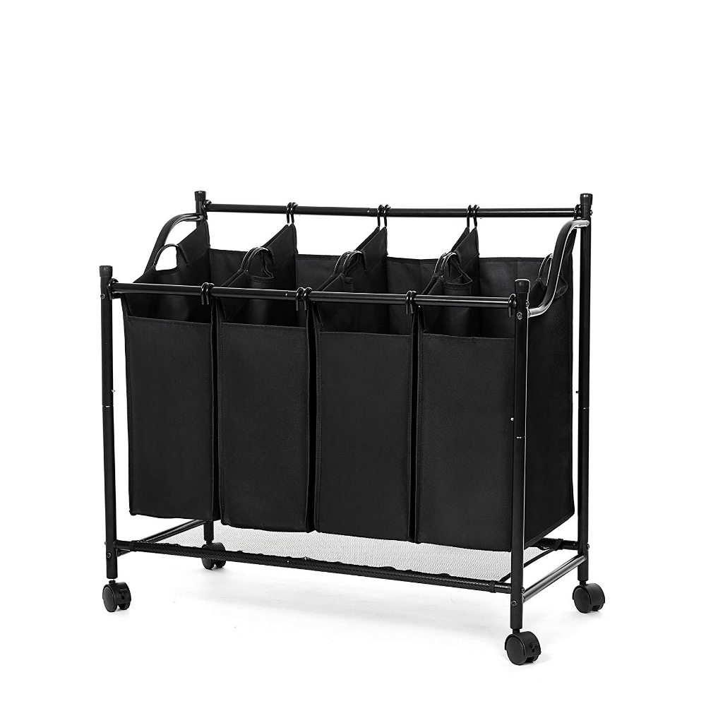 Kosz na pranie Baratins czarny cztery przegrody - zdjęcie 1