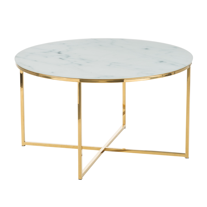 Stolik kawowy Alisma o średnicy 80 cm - złota podstawa - zdjęcie 1