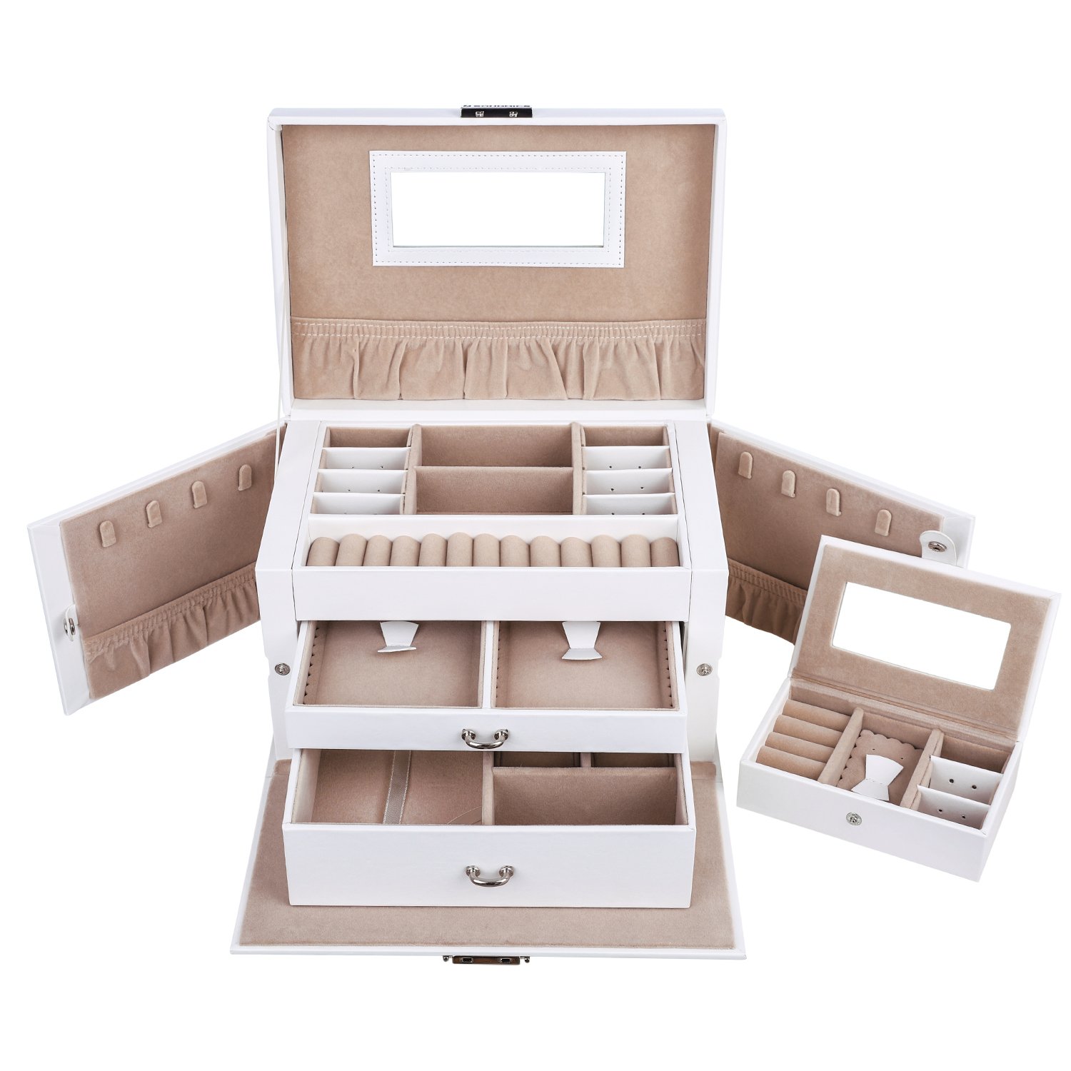 Szkatułka na biżuterię Quartz biały kuferek na zegarki, pierścionki i kolczyki - zdjęcie 1